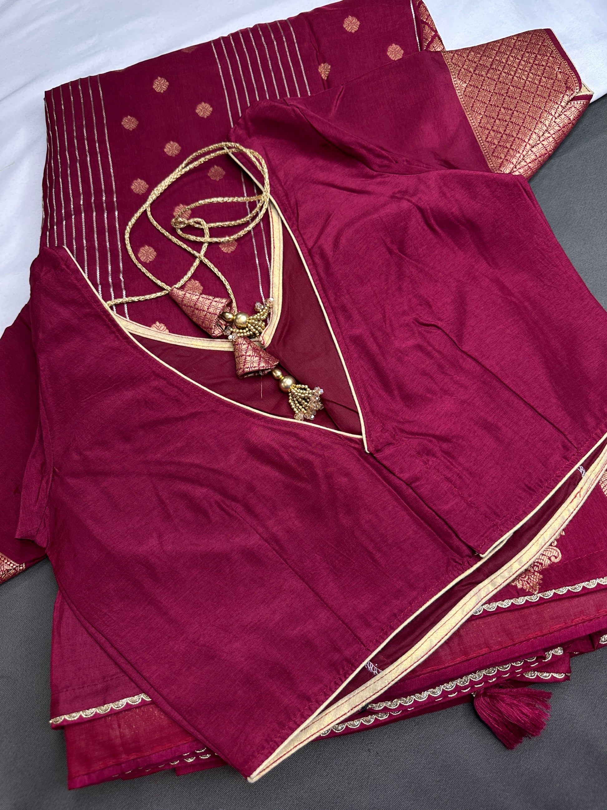 Maroon Banarsi Saree - 