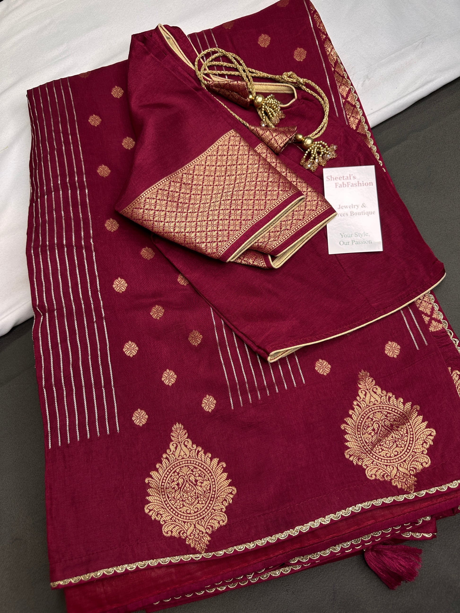 Maroon Banarsi Saree - 