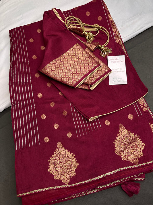 Maroon Banarsi Saree - 