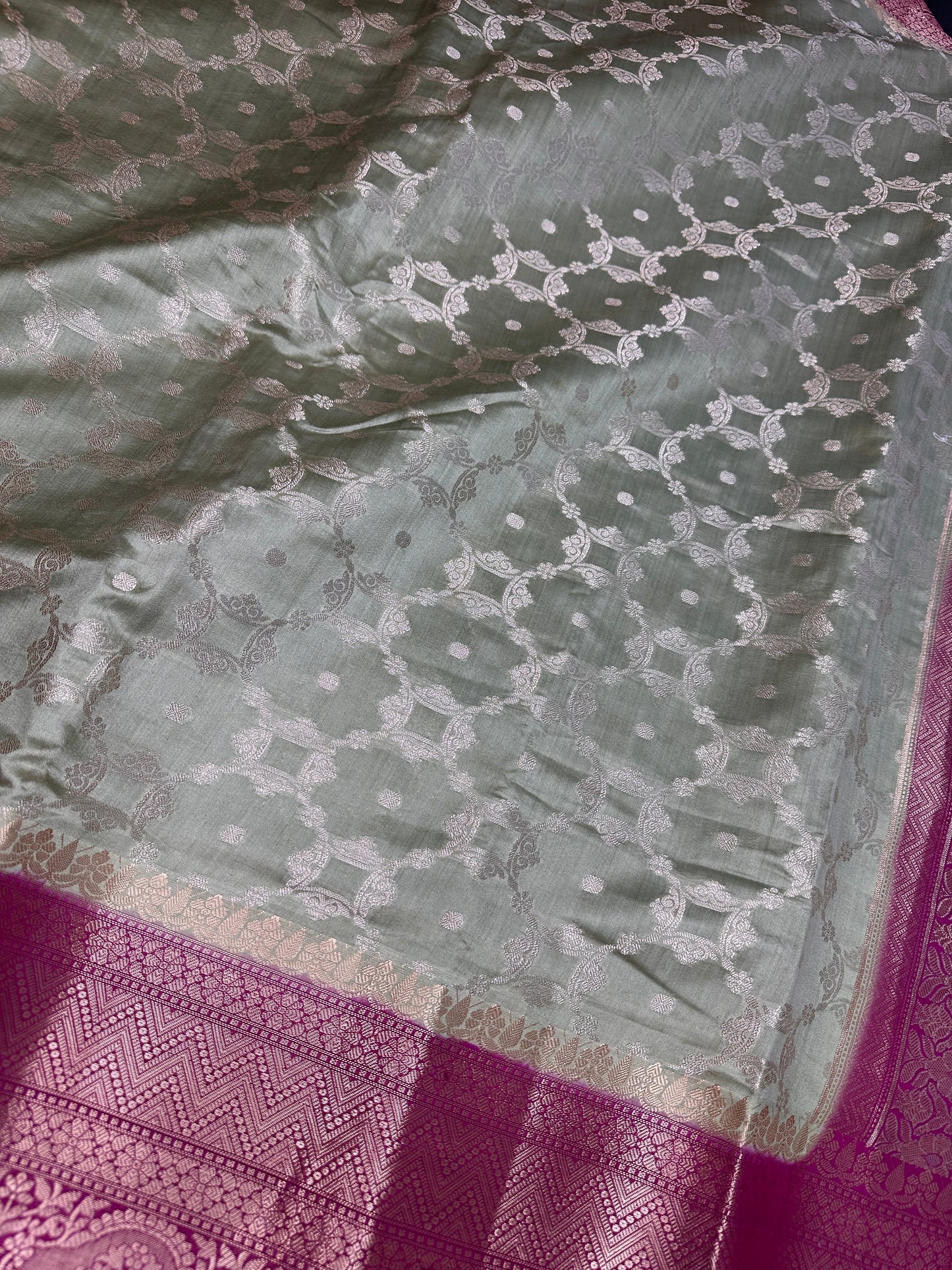 Soft Silk Green with Magenata Saree
