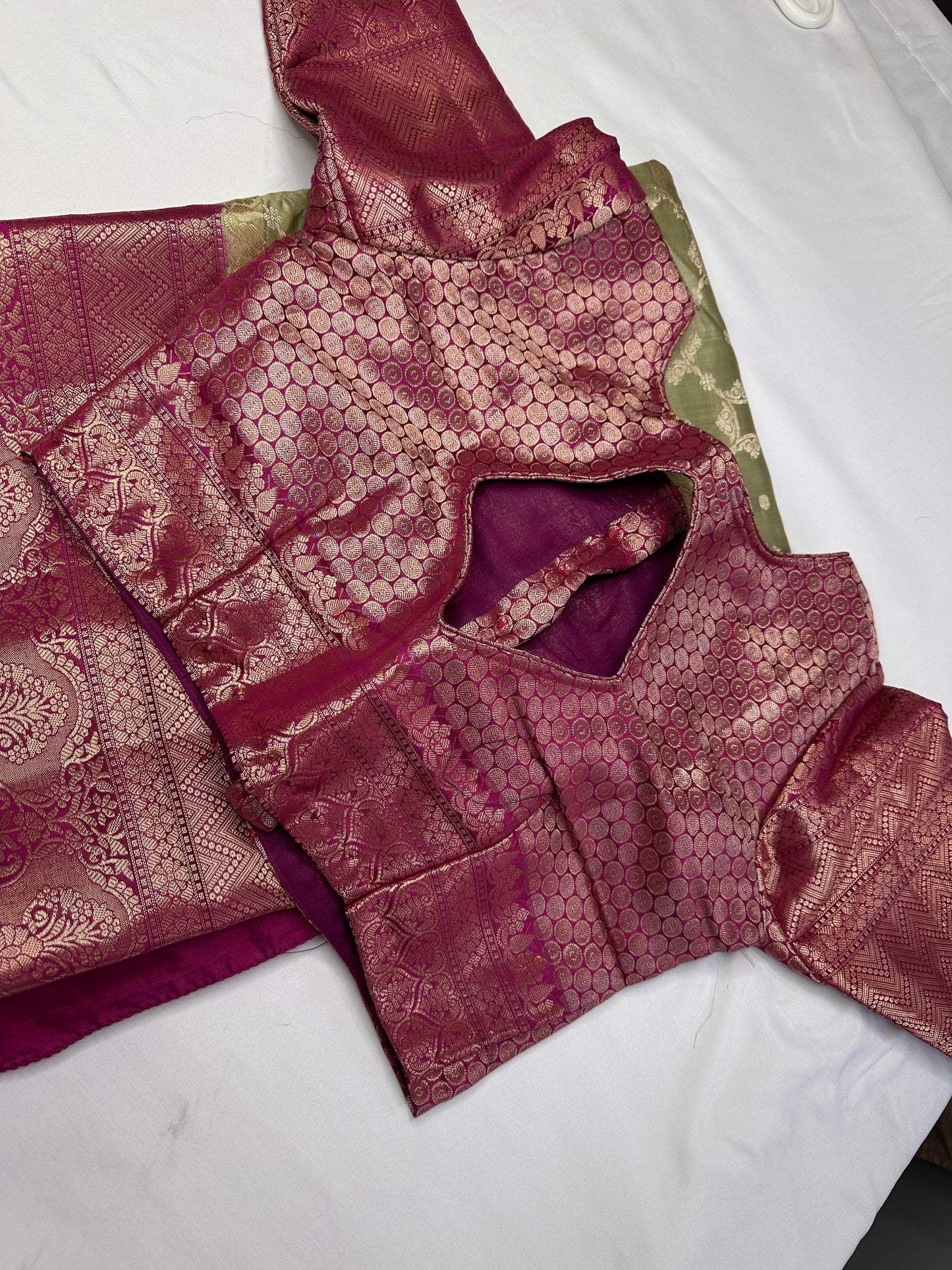 Soft Silk Green with Magenata Saree