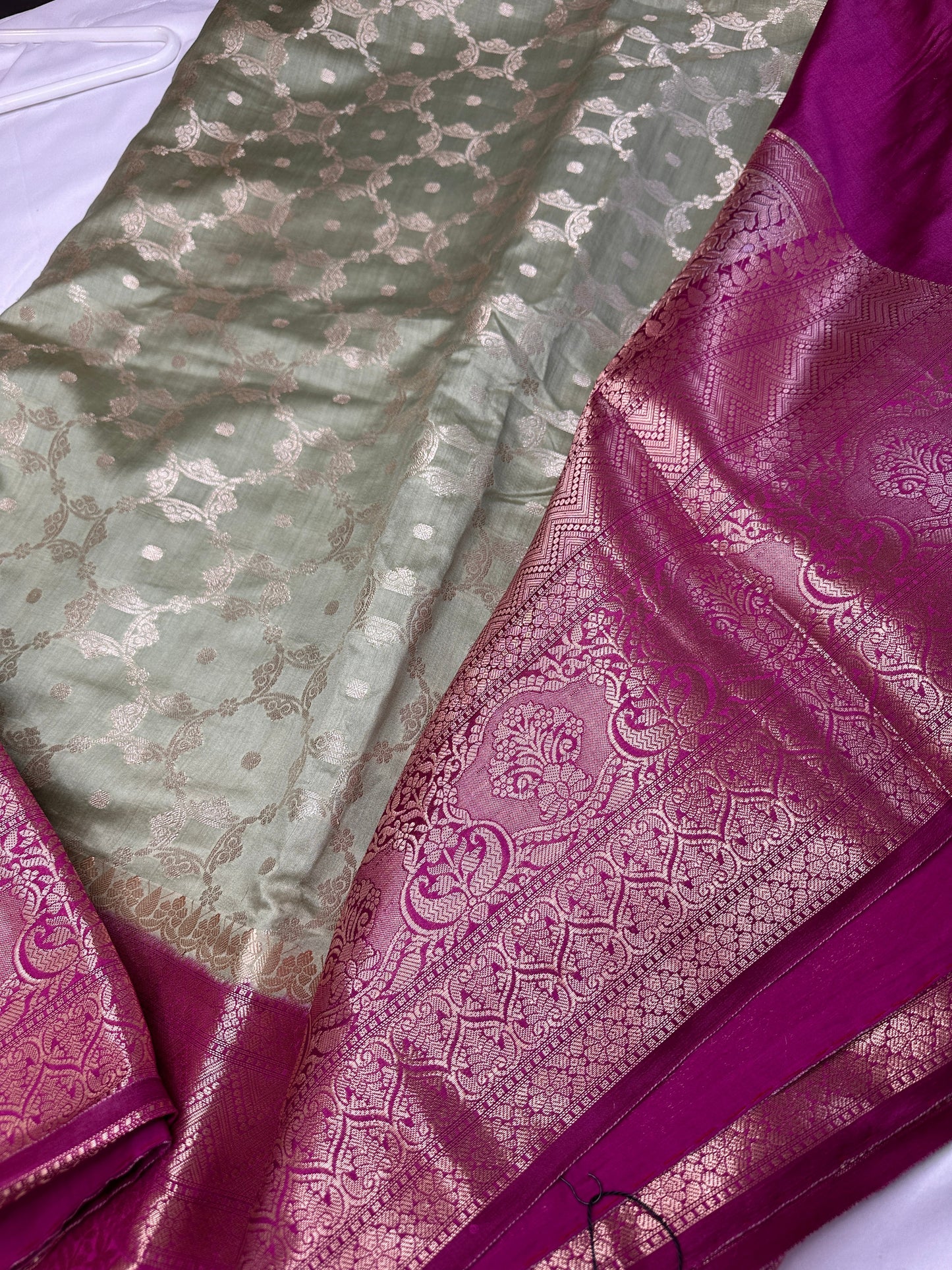 Soft Silk Green with Magenata Saree
