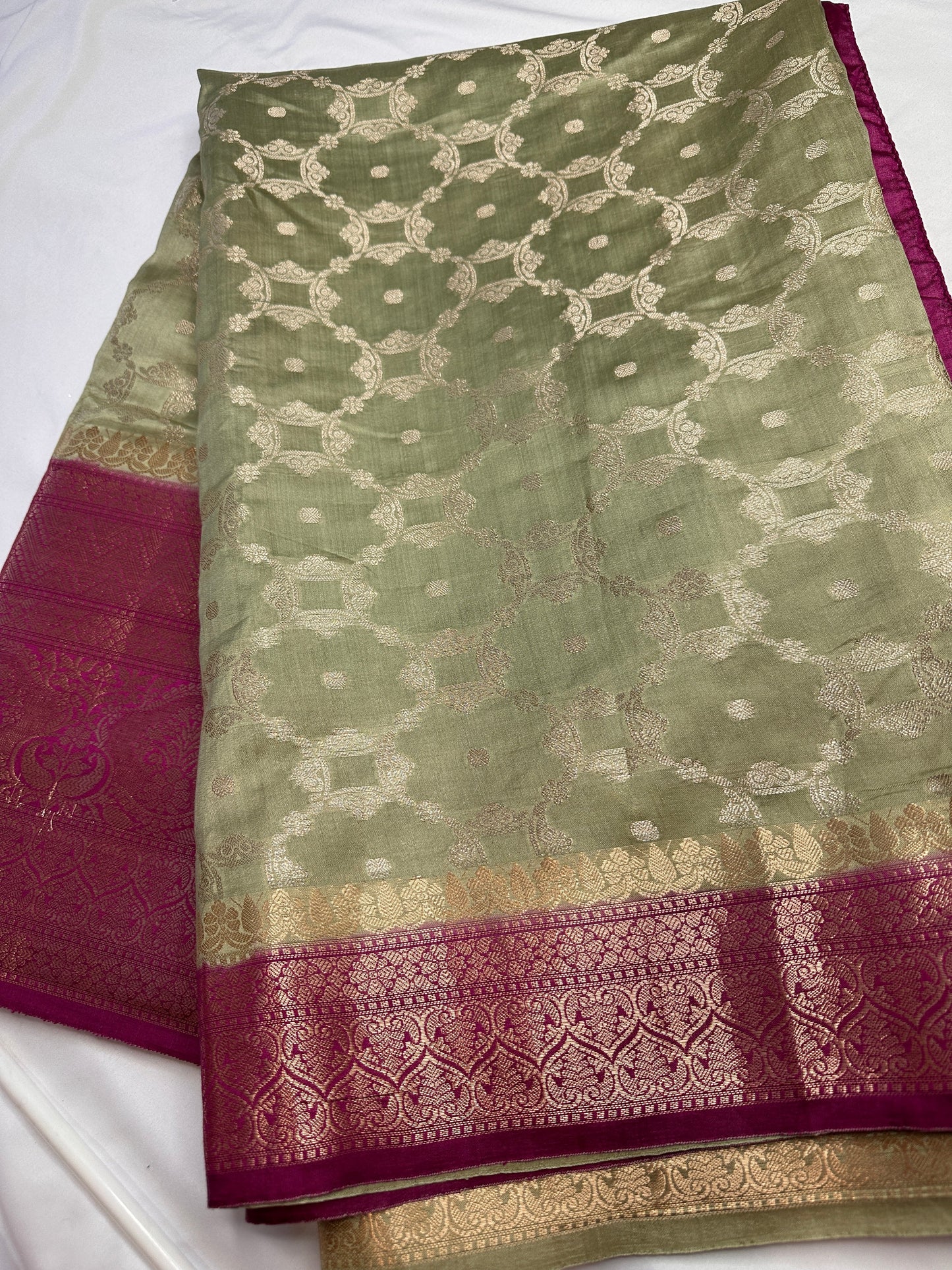 Soft Silk Green with Magenata Saree