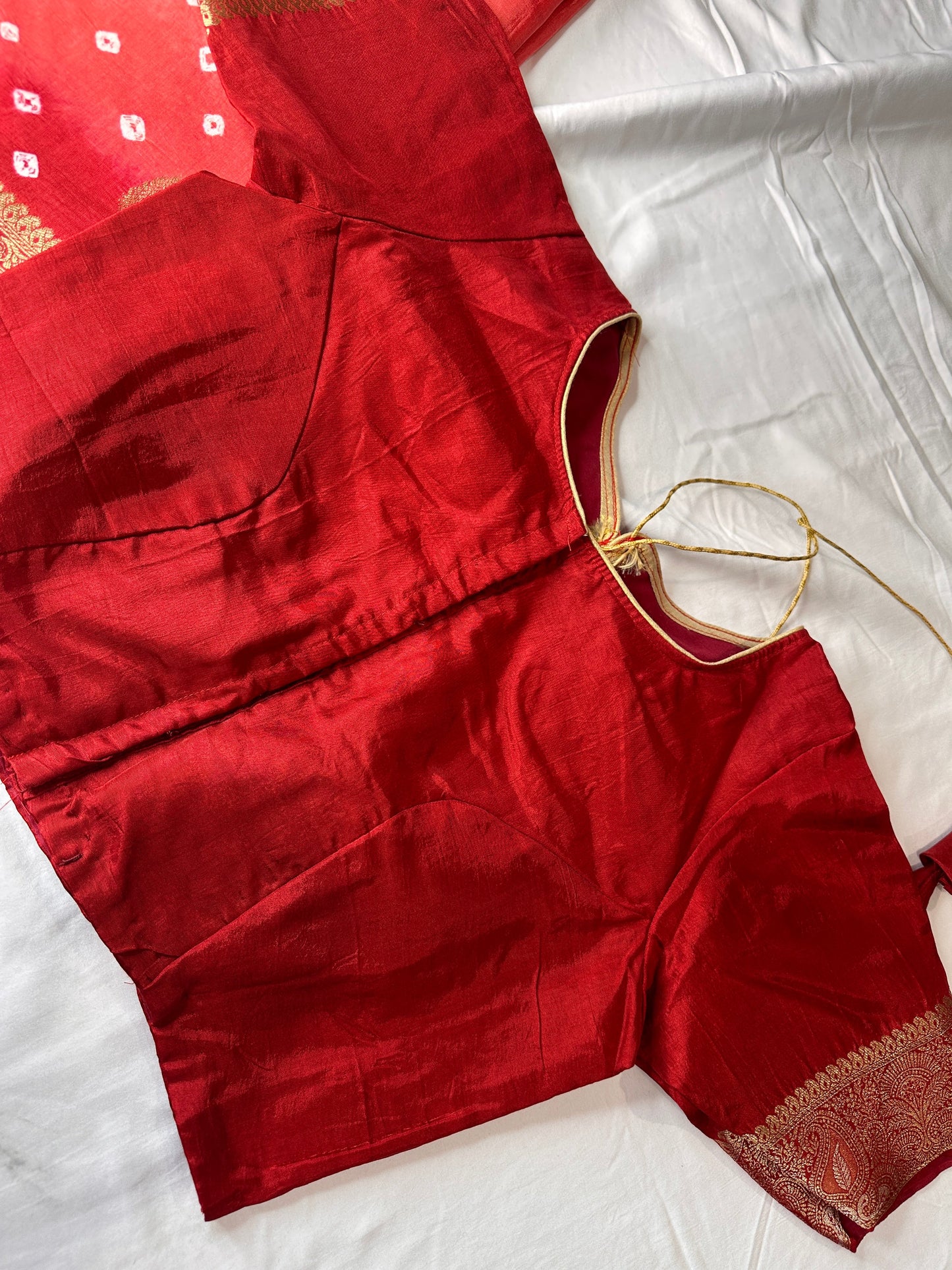 Pink Badhani Saree with Khadi Border