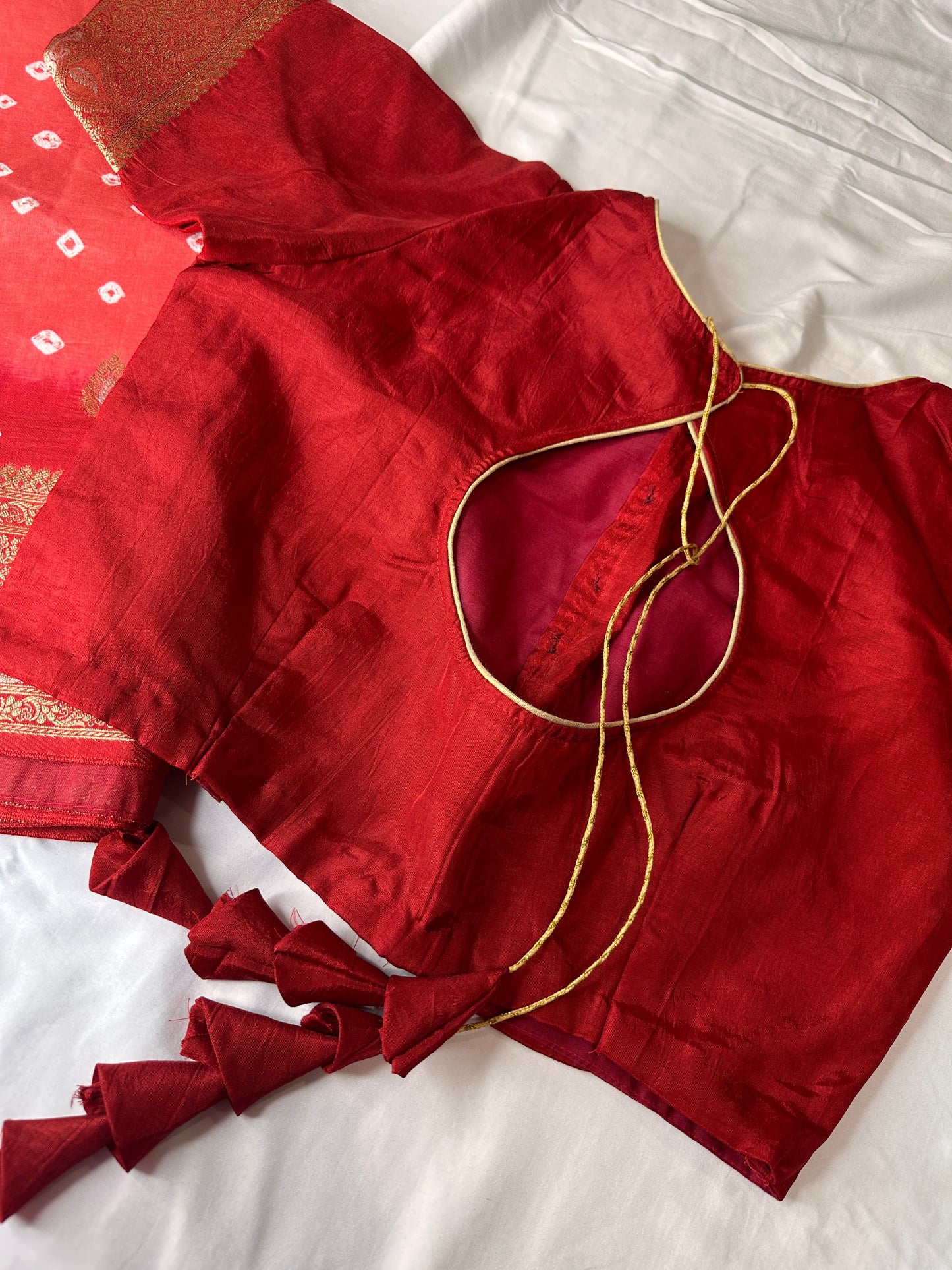 Pink Badhani Saree with Khadi Border