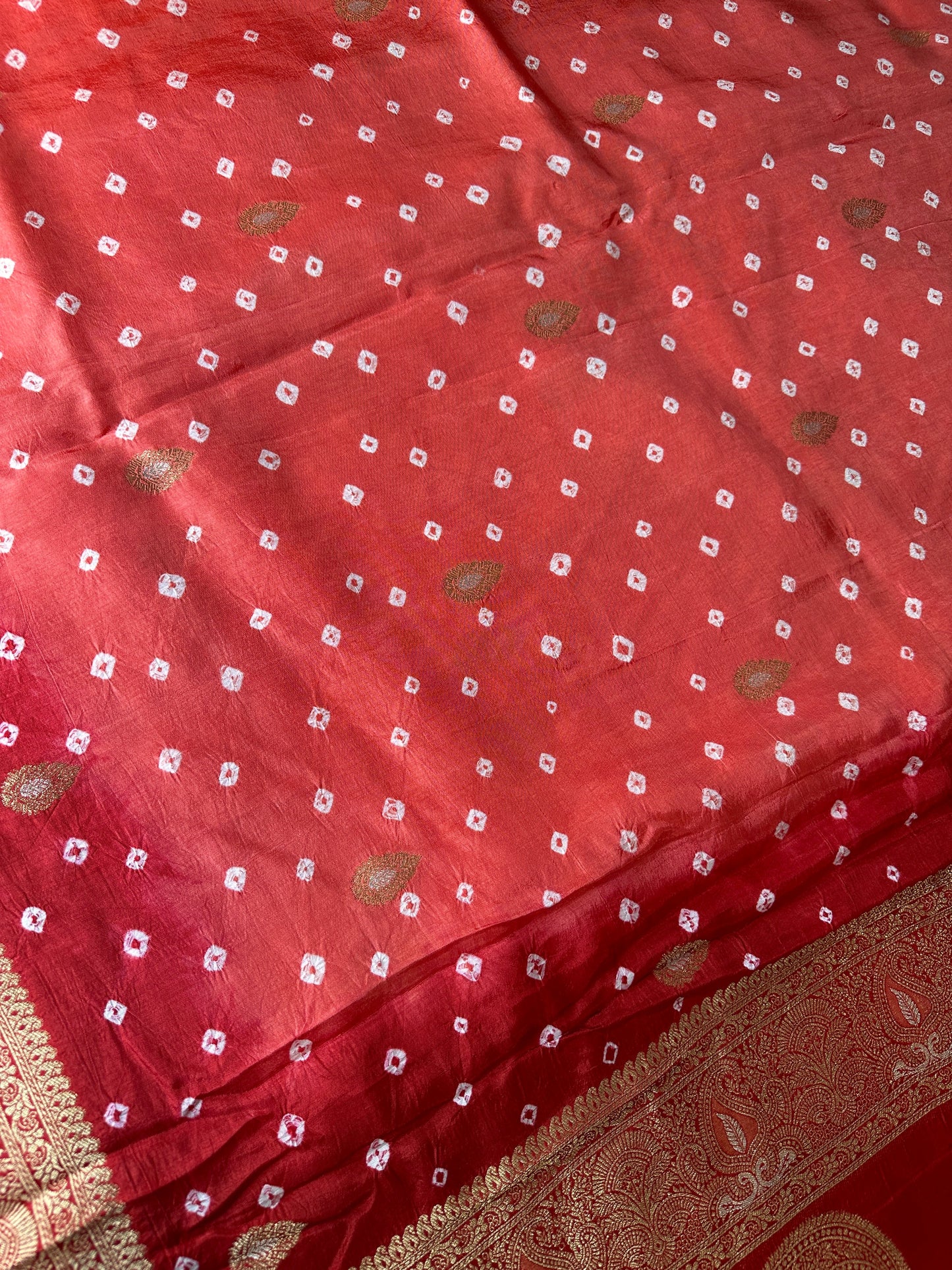Pink Badhani Saree with Khadi Border