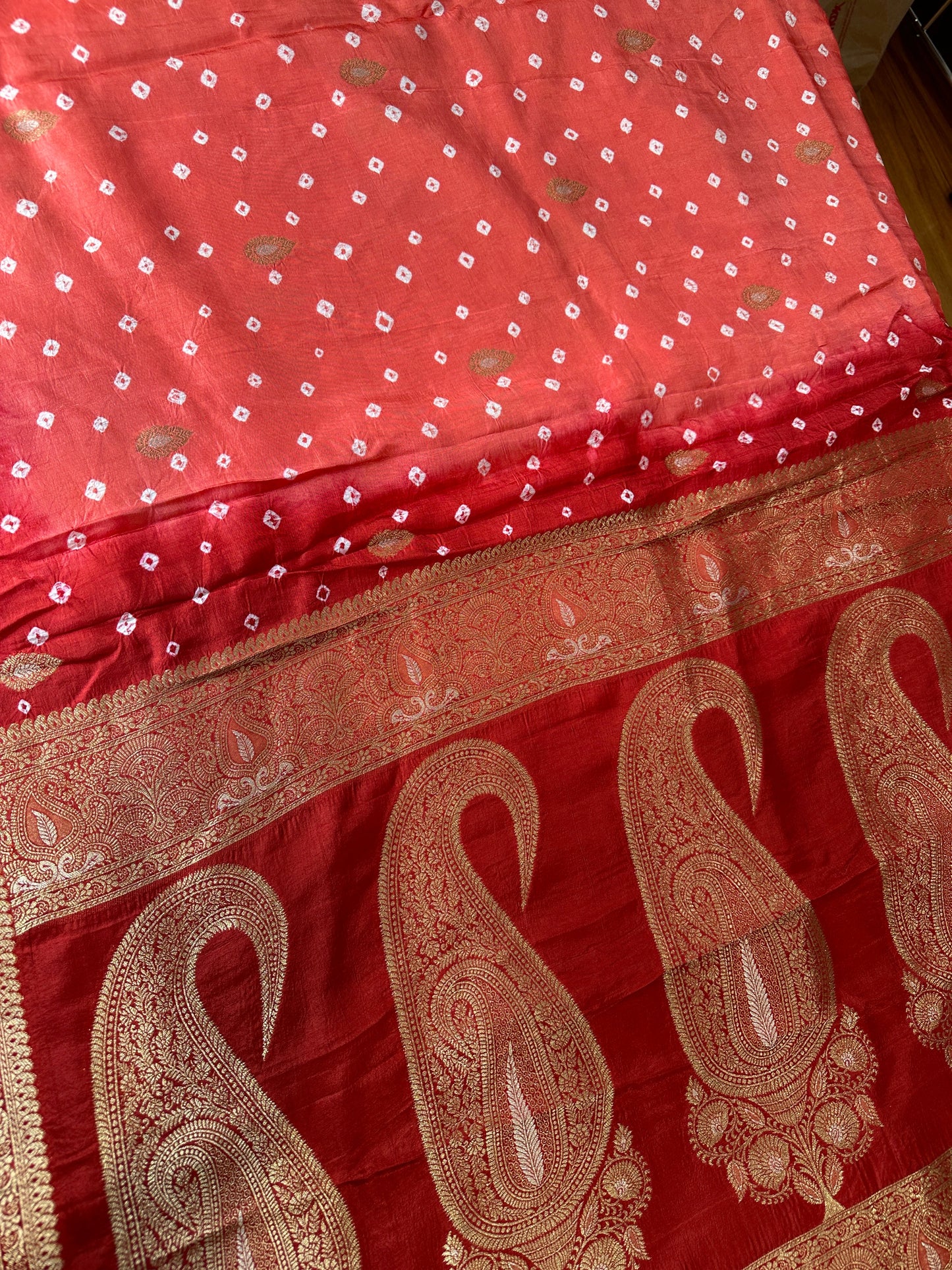 Pink Badhani Saree with Khadi Border