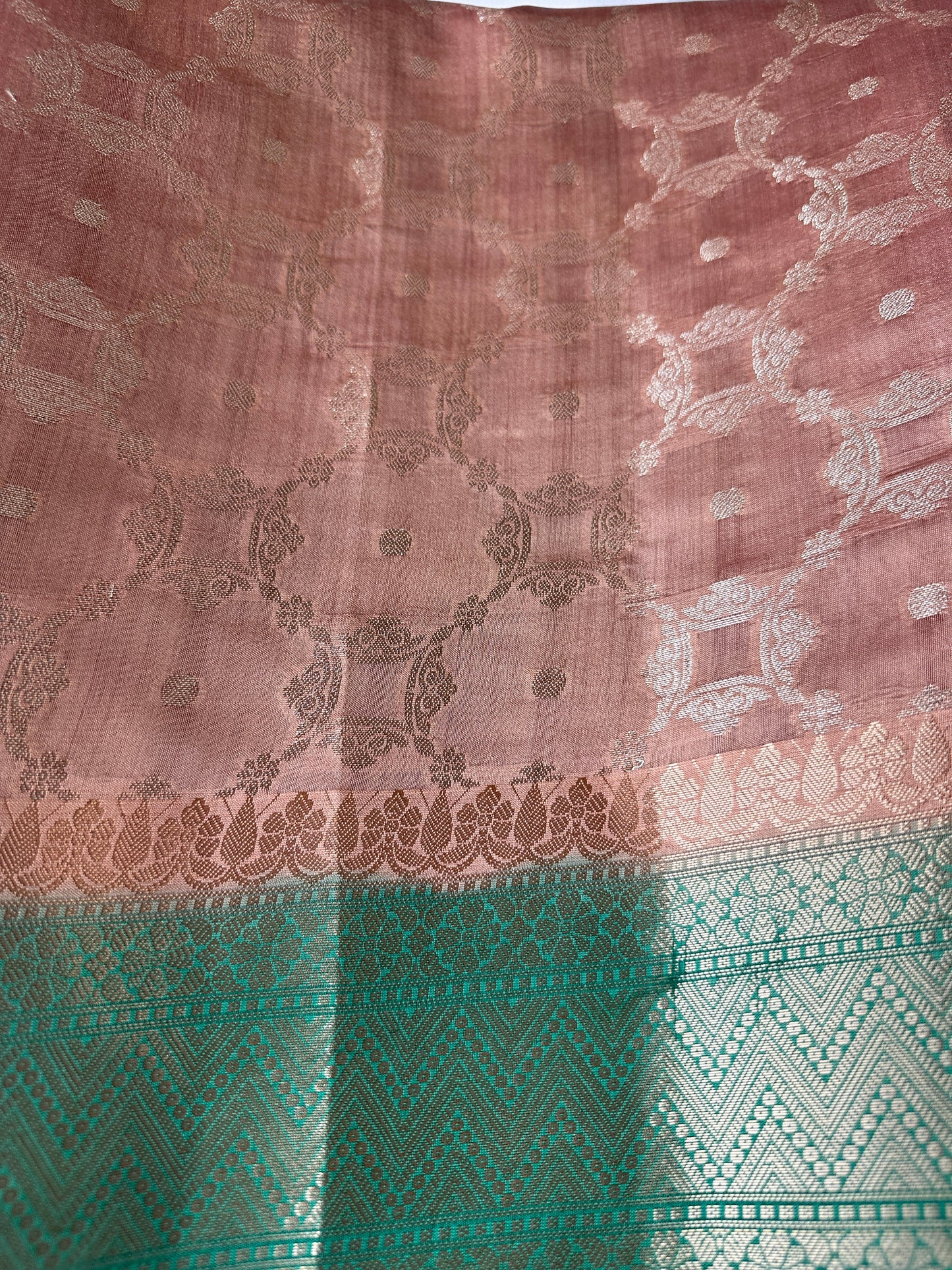 Light Brown Green Silk Saree