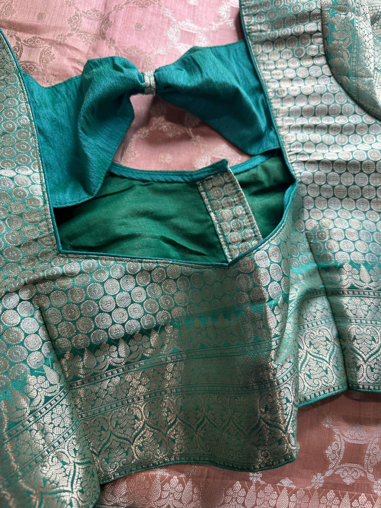 Light Brown Green Silk Saree