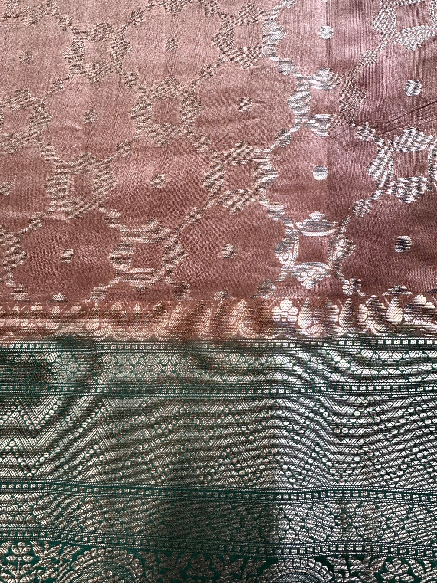 Light Brown Green Silk Saree