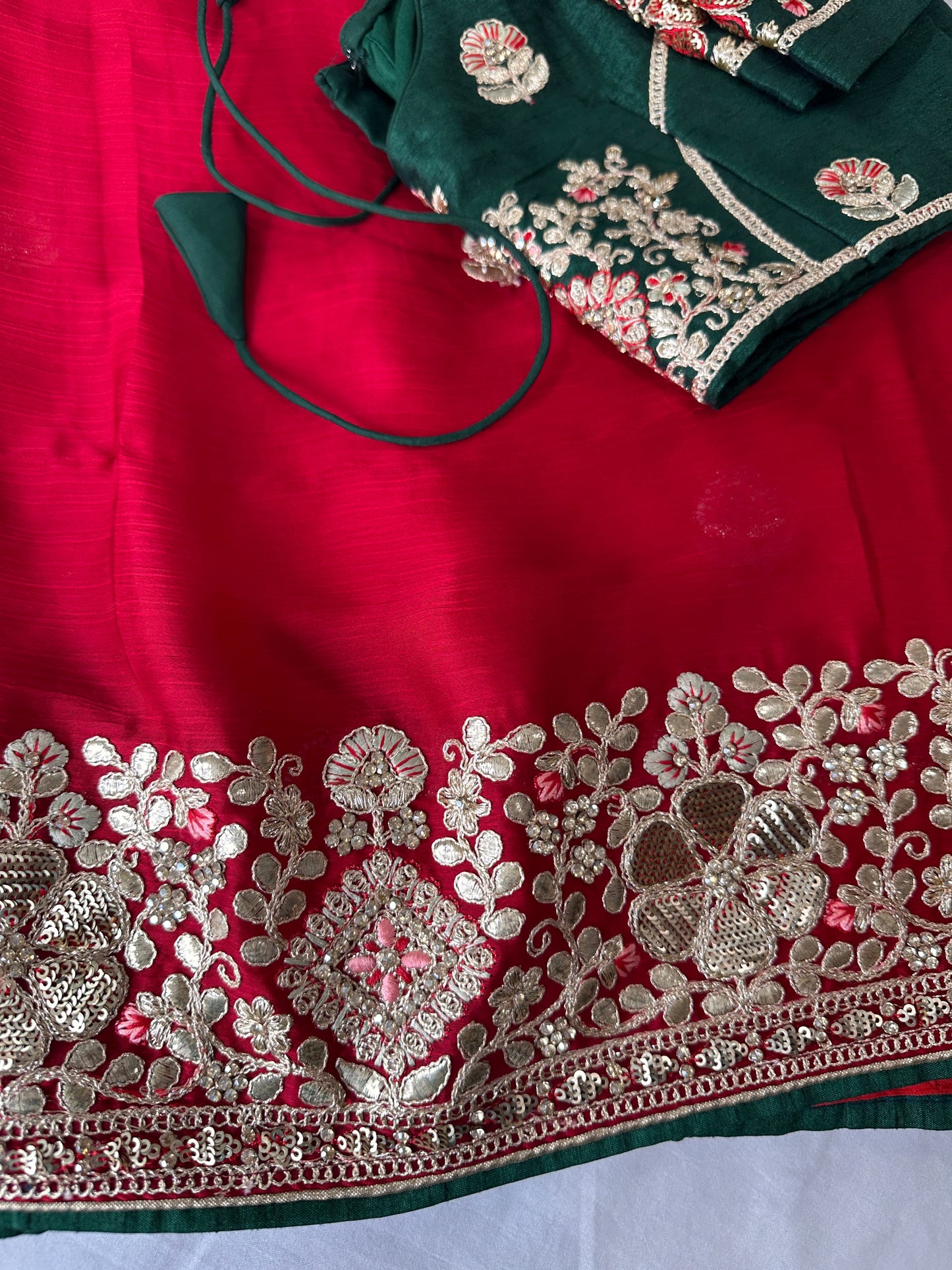 Red Chiffon Gotta Patti Work Bridal Saree