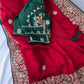 Red Chiffon Gotta Patti Work Bridal Saree