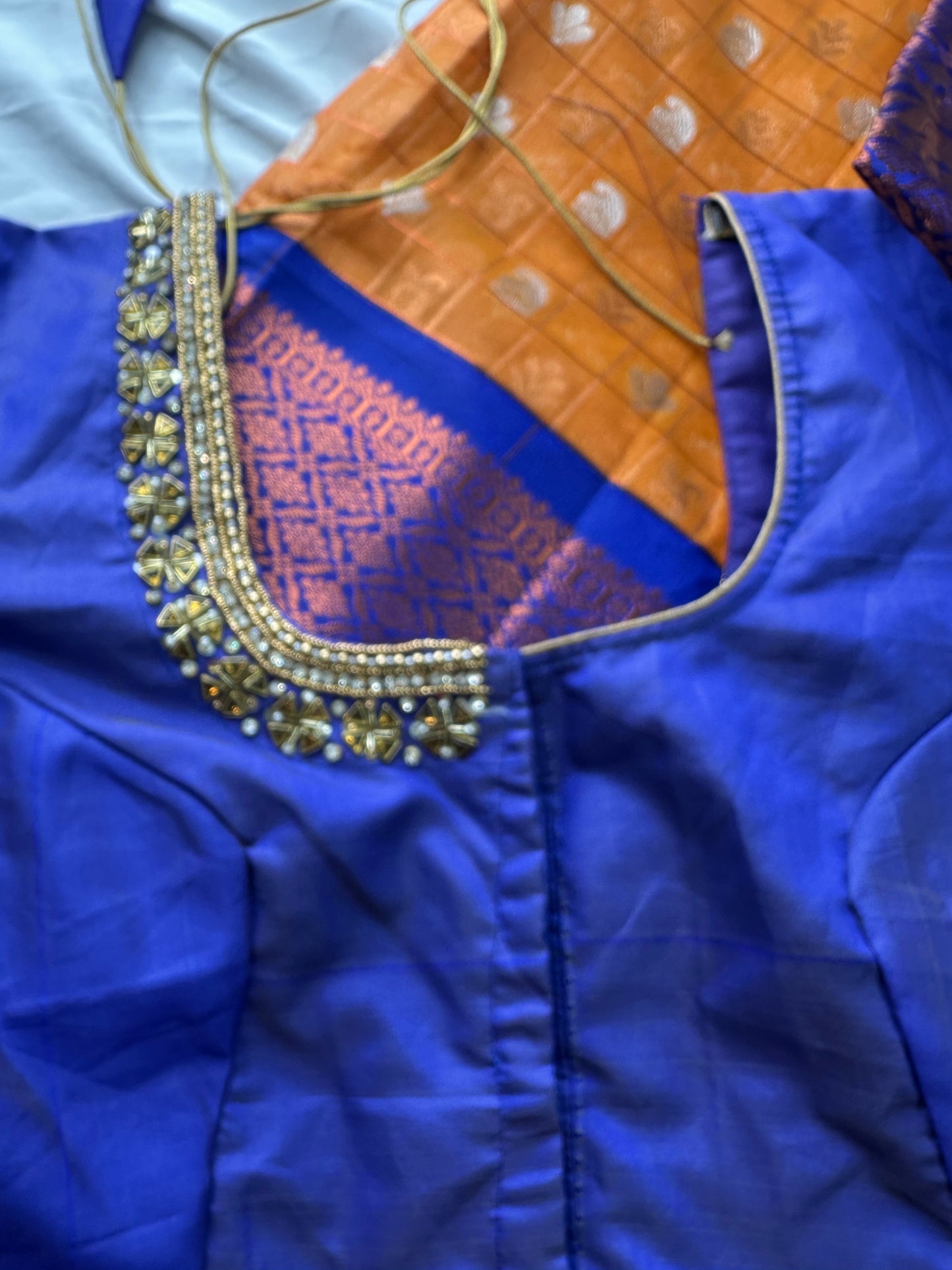 Yellow and Blue Semi Kuppdam Saree