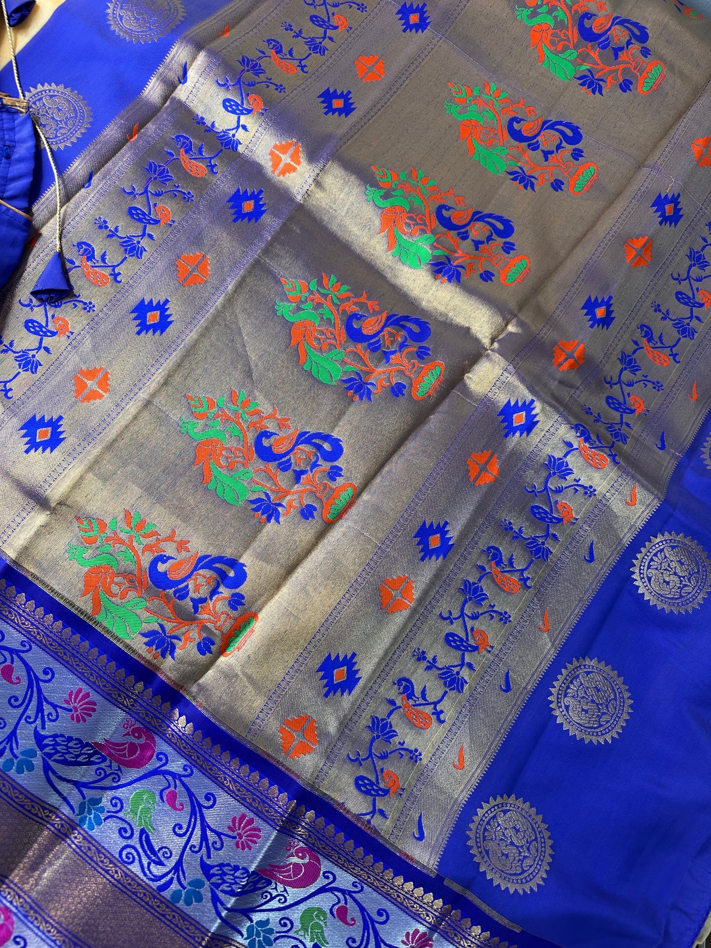 Light Yellow Chanderi Pythani Border Saree