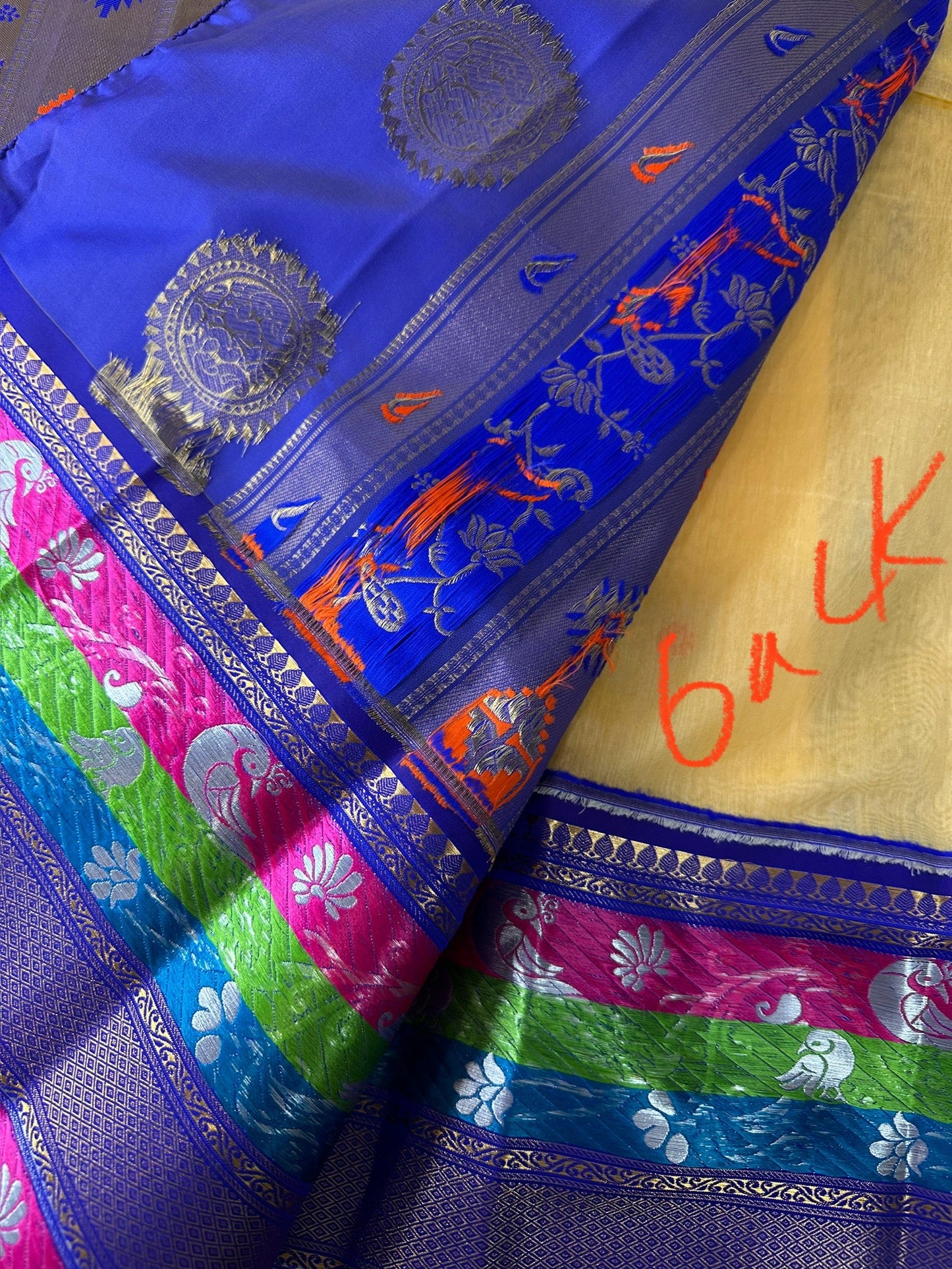 Light Yellow Chanderi Pythani Border Saree