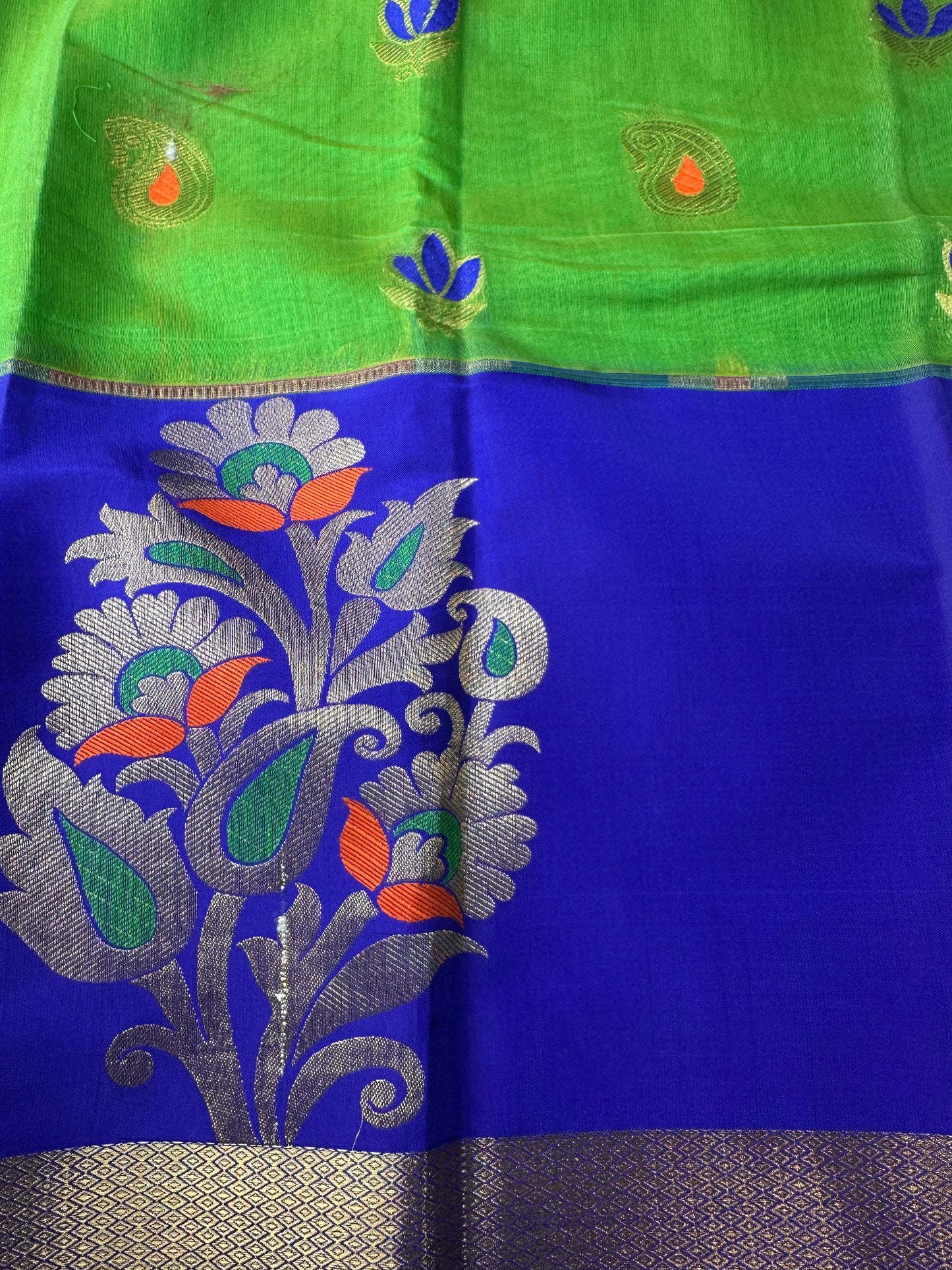 Green Chanderi Pythani Border Saree