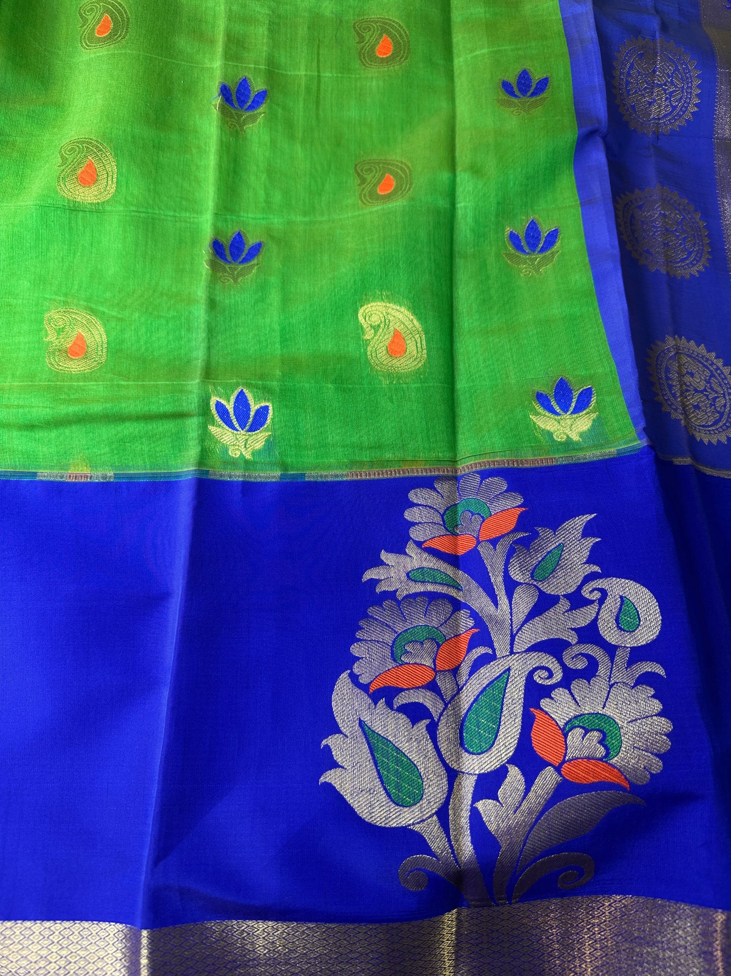 Green Chanderi Pythani Border Saree