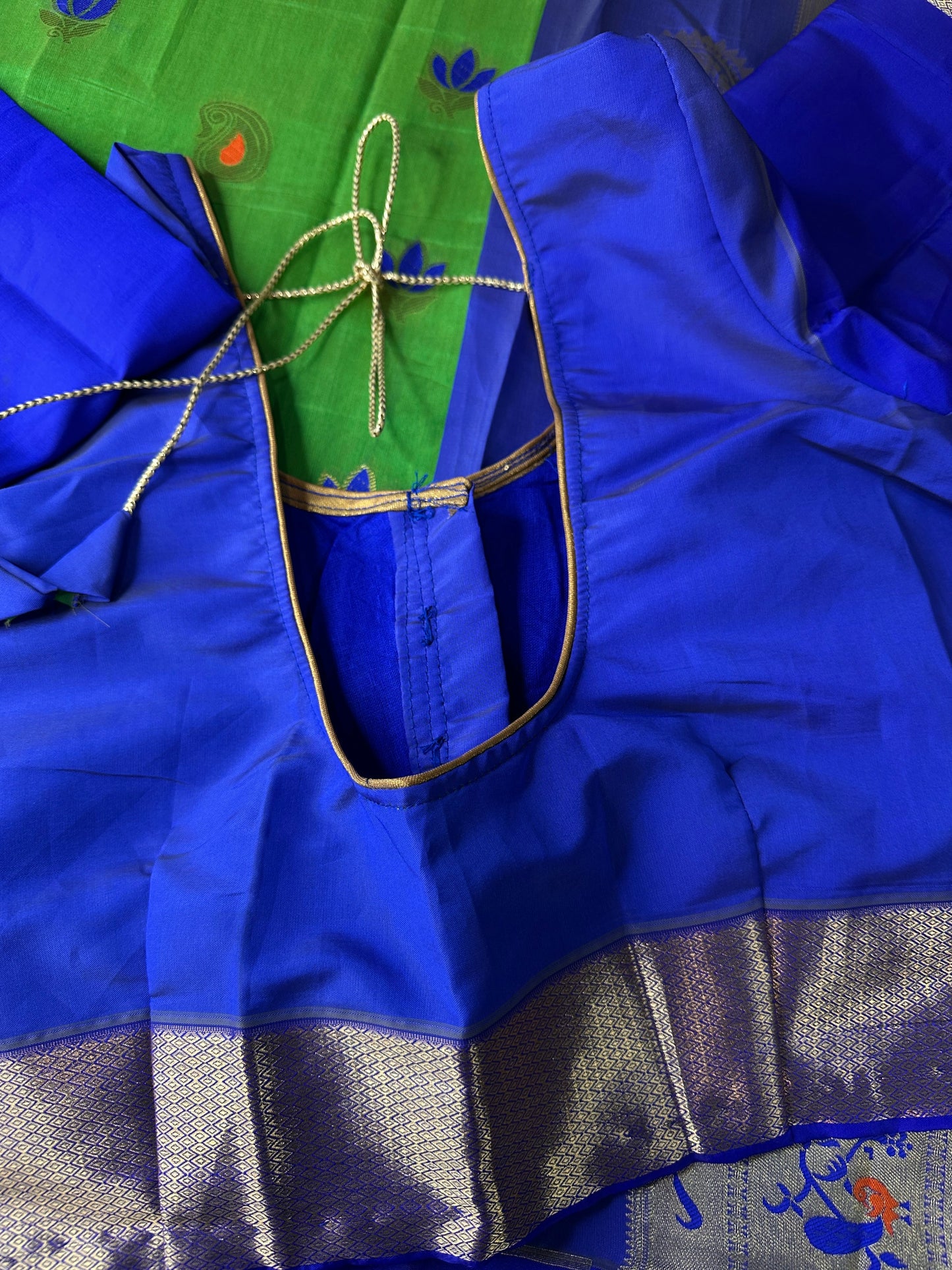 Green Chanderi Pythani Border Saree