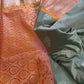 Venkatgiri Green Orange Semi Silk Saree