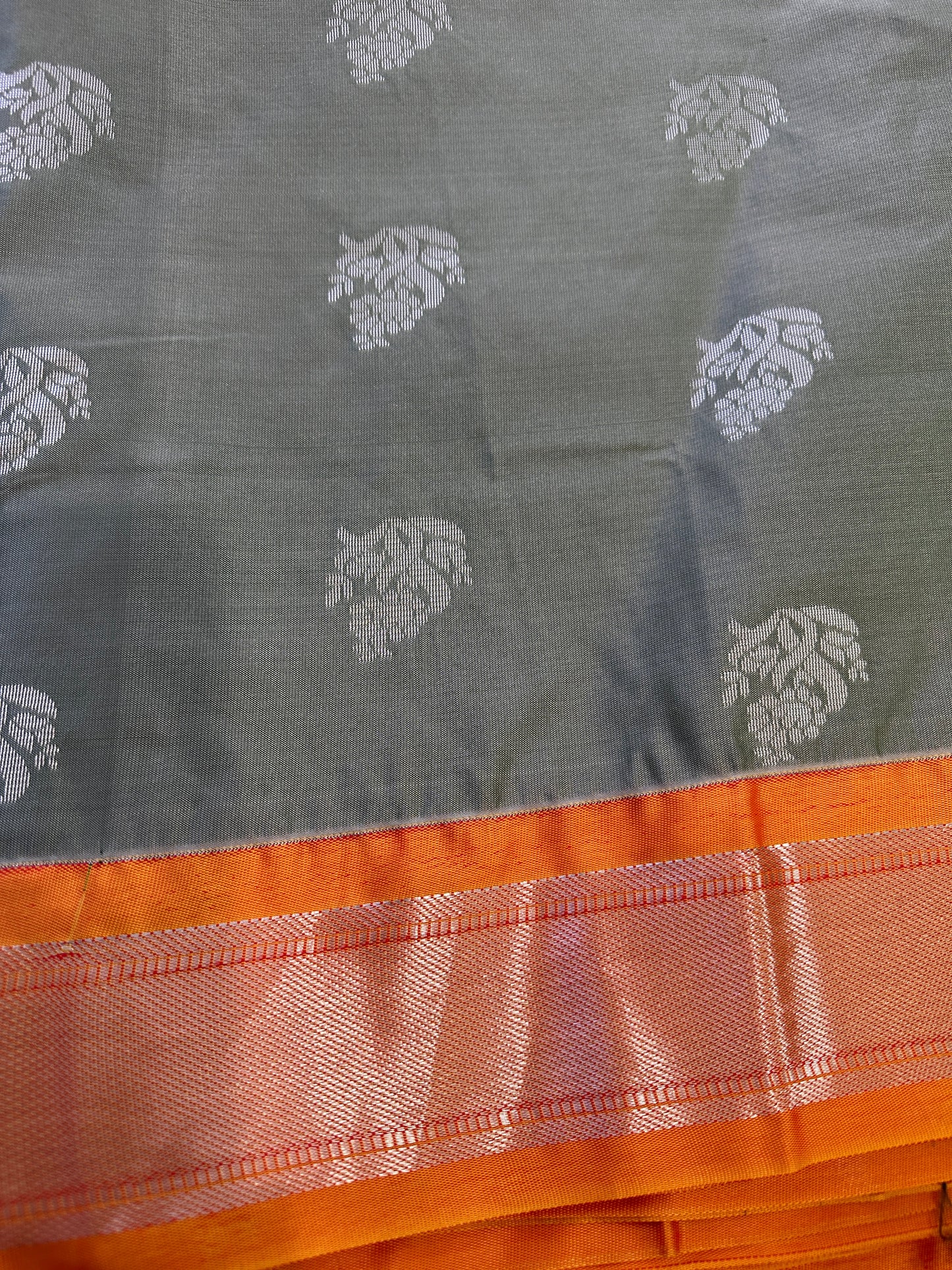Venkatgiri Green Orange Semi Silk Saree