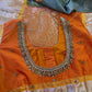 Venkatgiri Green Orange Semi Silk Saree