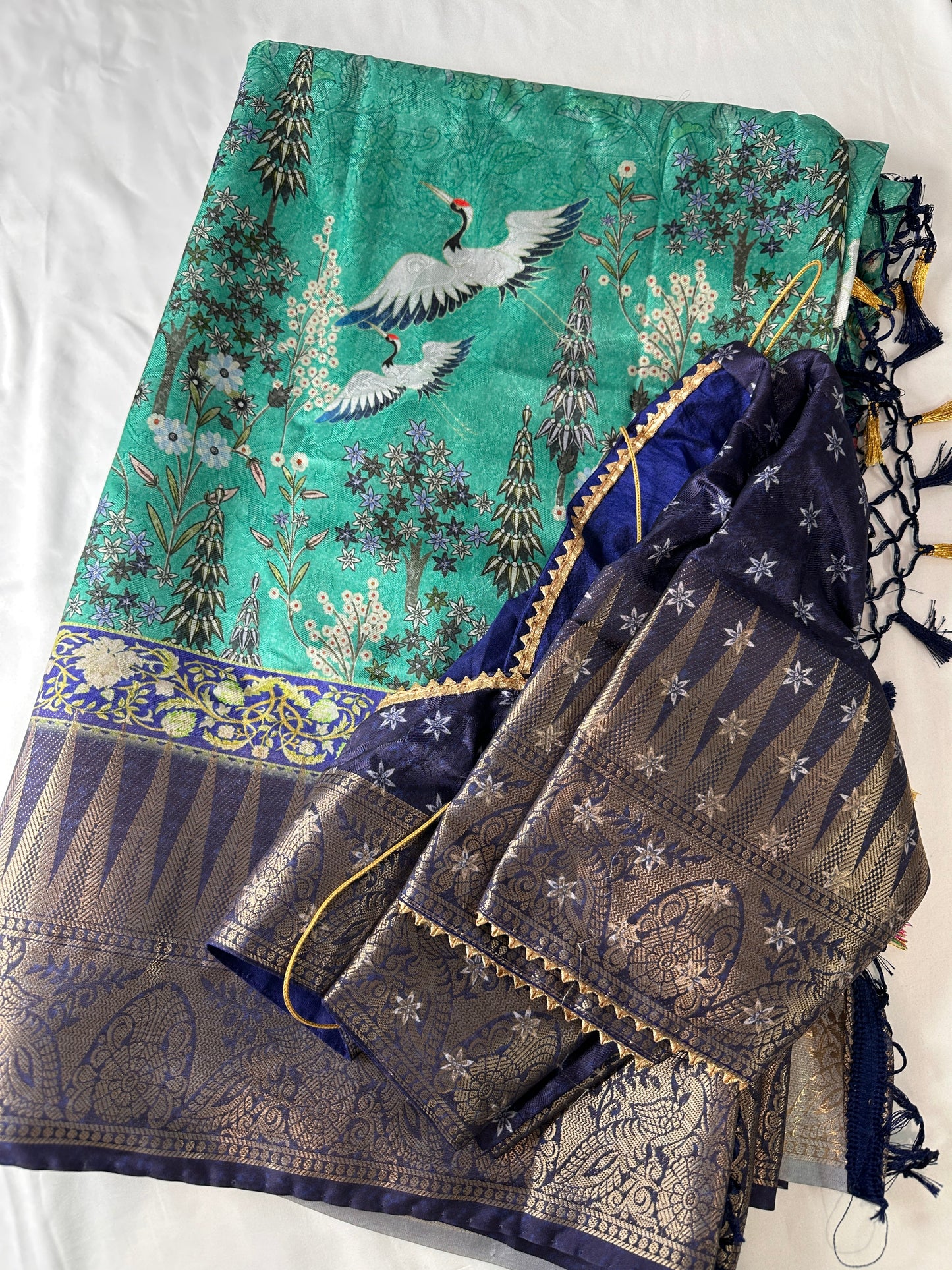 Green Soft Semi Silk Kalamkari Saree