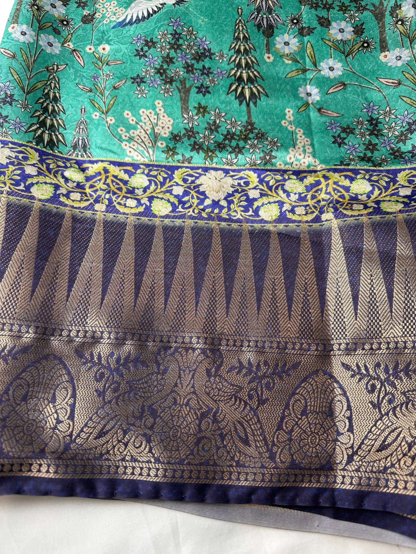 Green Soft Semi Silk Kalamkari Saree