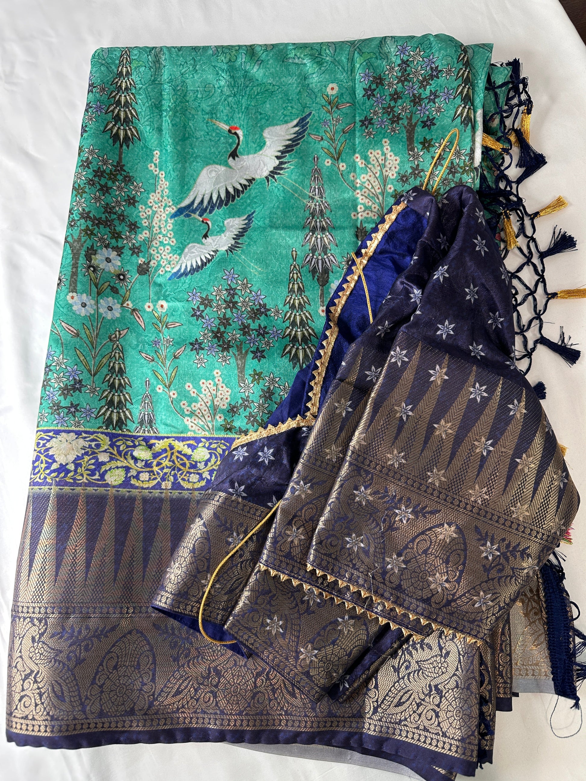 Green Soft Semi Silk Kalamkari Saree
