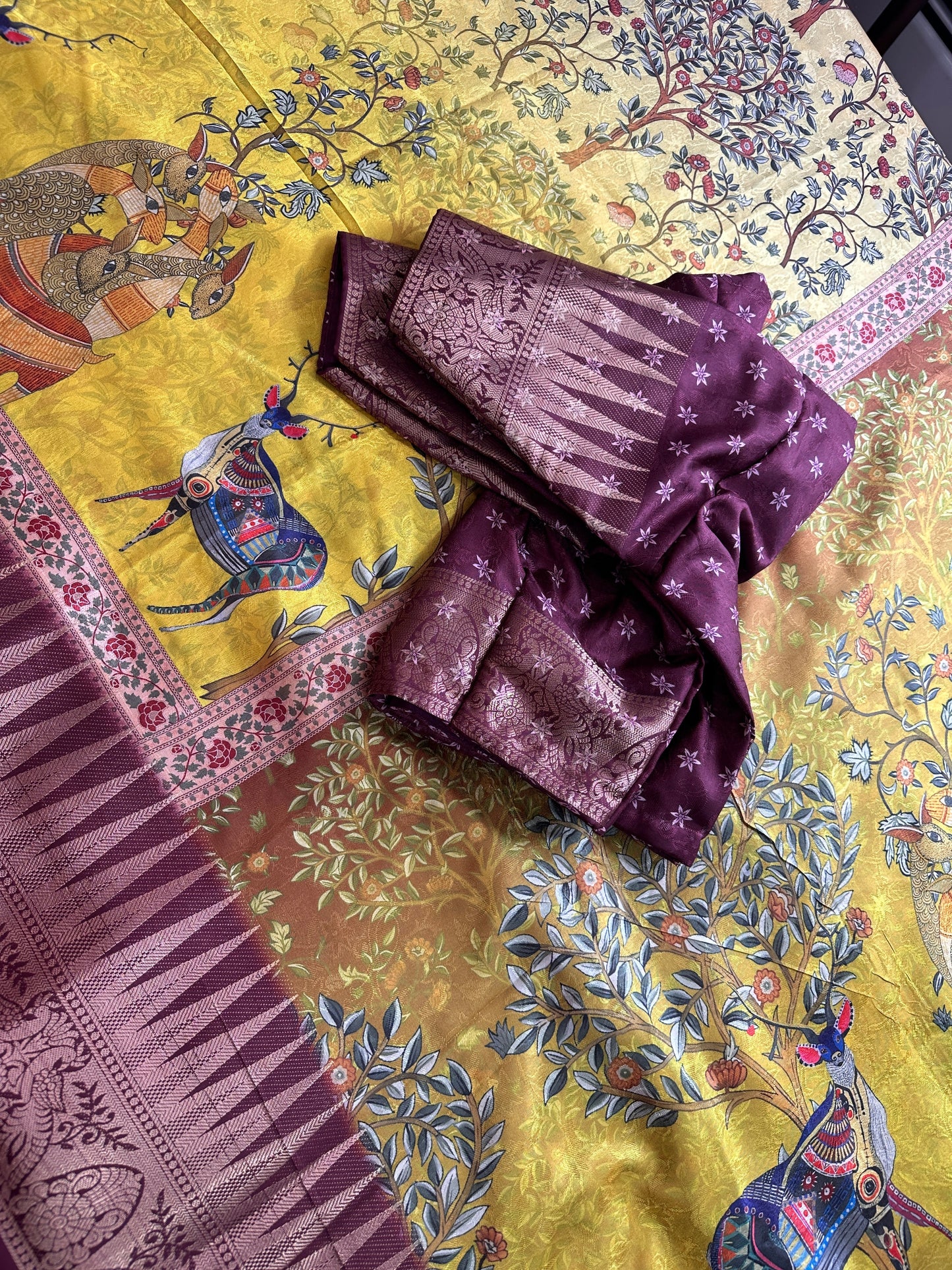 Green Soft Semi Silk Kalamkari Saree