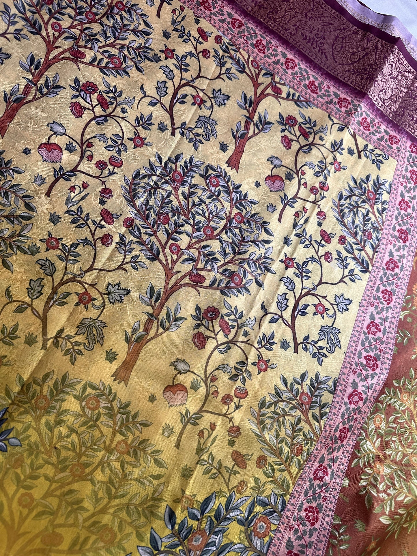 Green Soft Semi Silk Kalamkari Saree