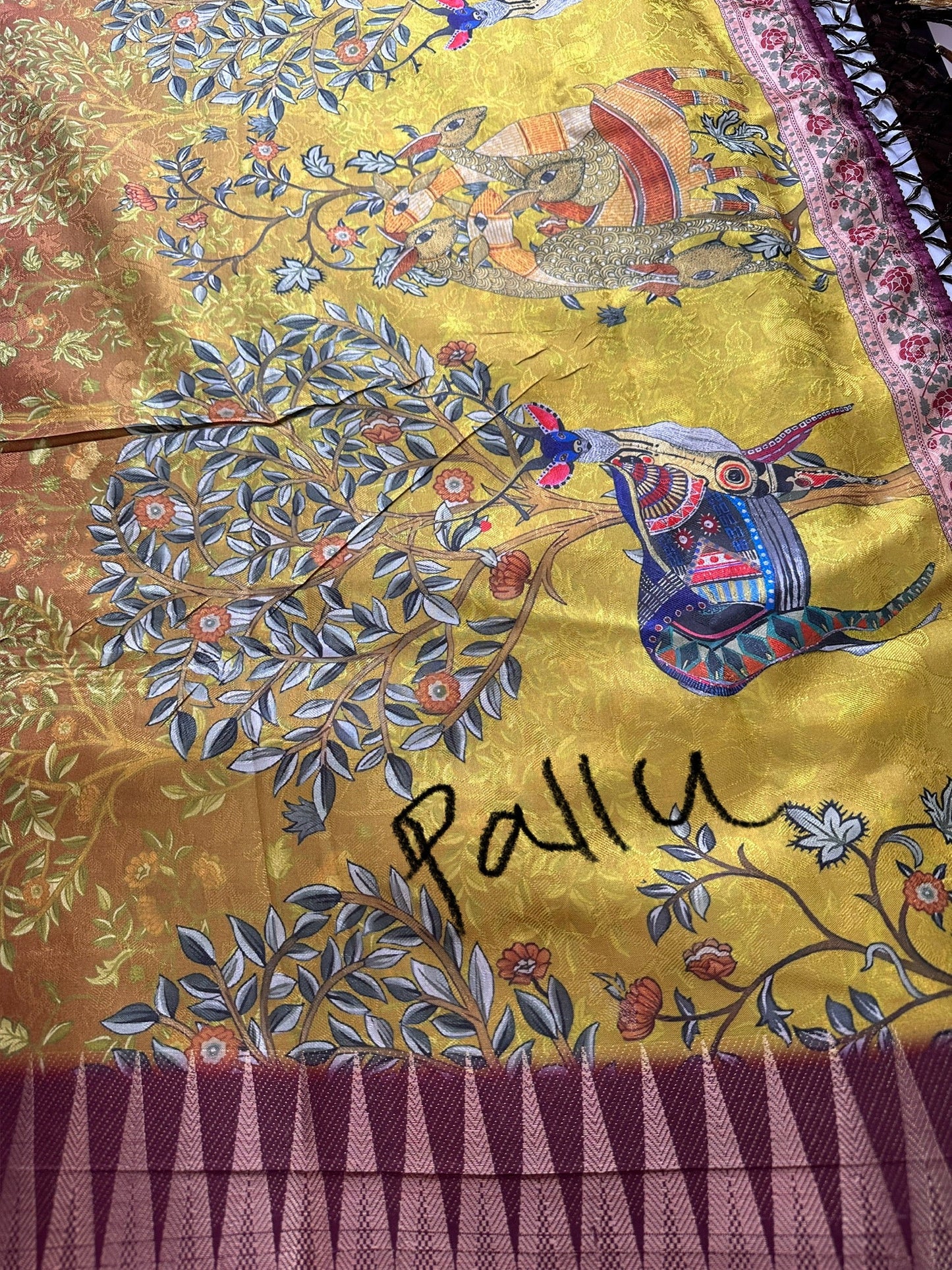 Green Soft Semi Silk Kalamkari Saree