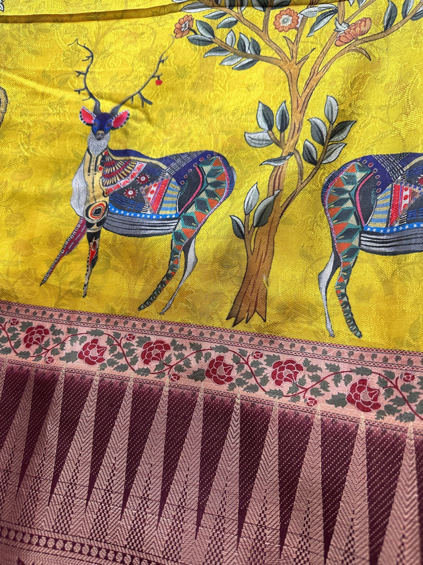 Green Soft Semi Silk Kalamkari Saree