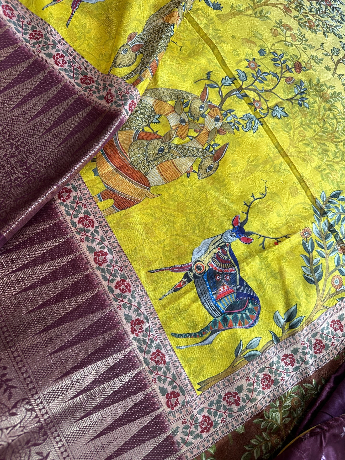 Green Soft Semi Silk Kalamkari Saree