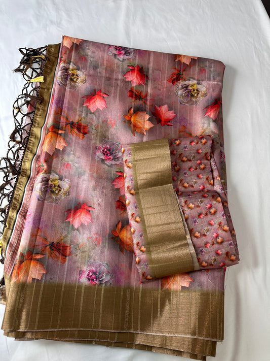 Kalamkari Floral Semi Silk Saree