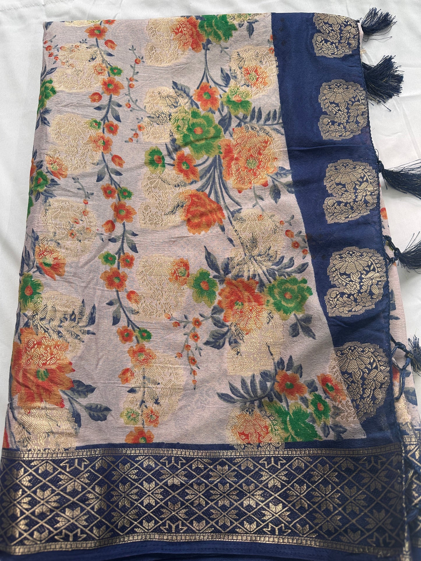 Semi Silk Linen Printed Saree