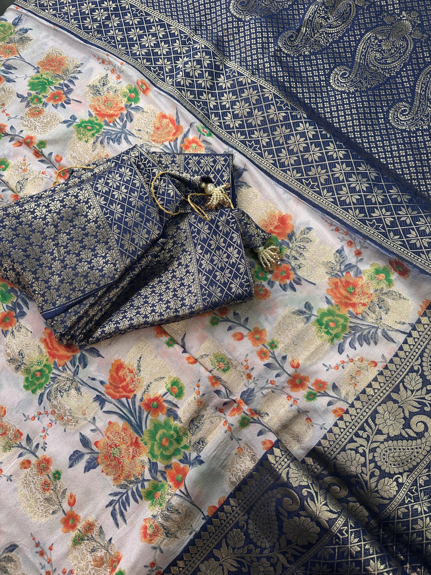 Semi Silk Linen Printed Saree
