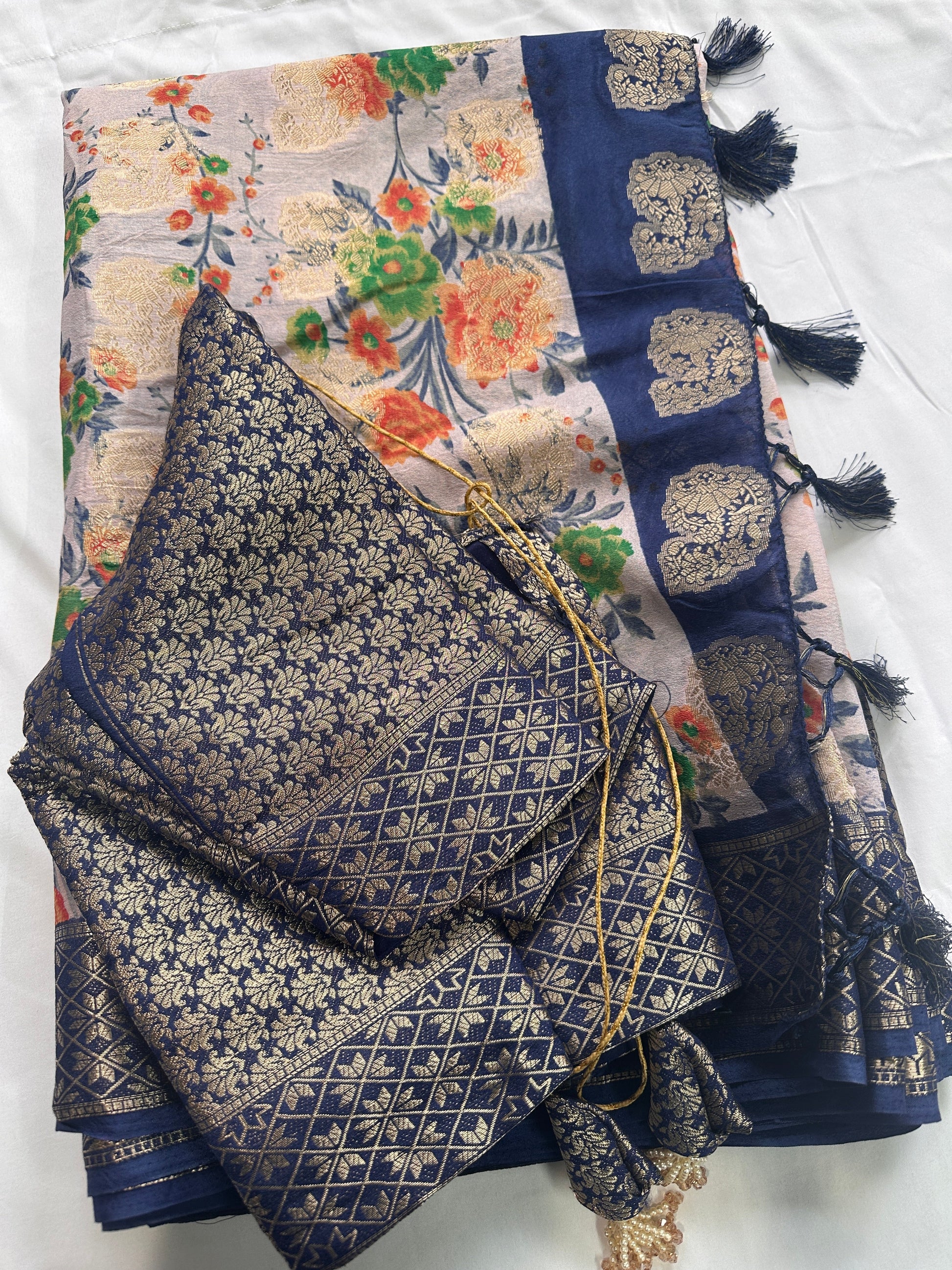 Semi Silk Linen Printed Saree
