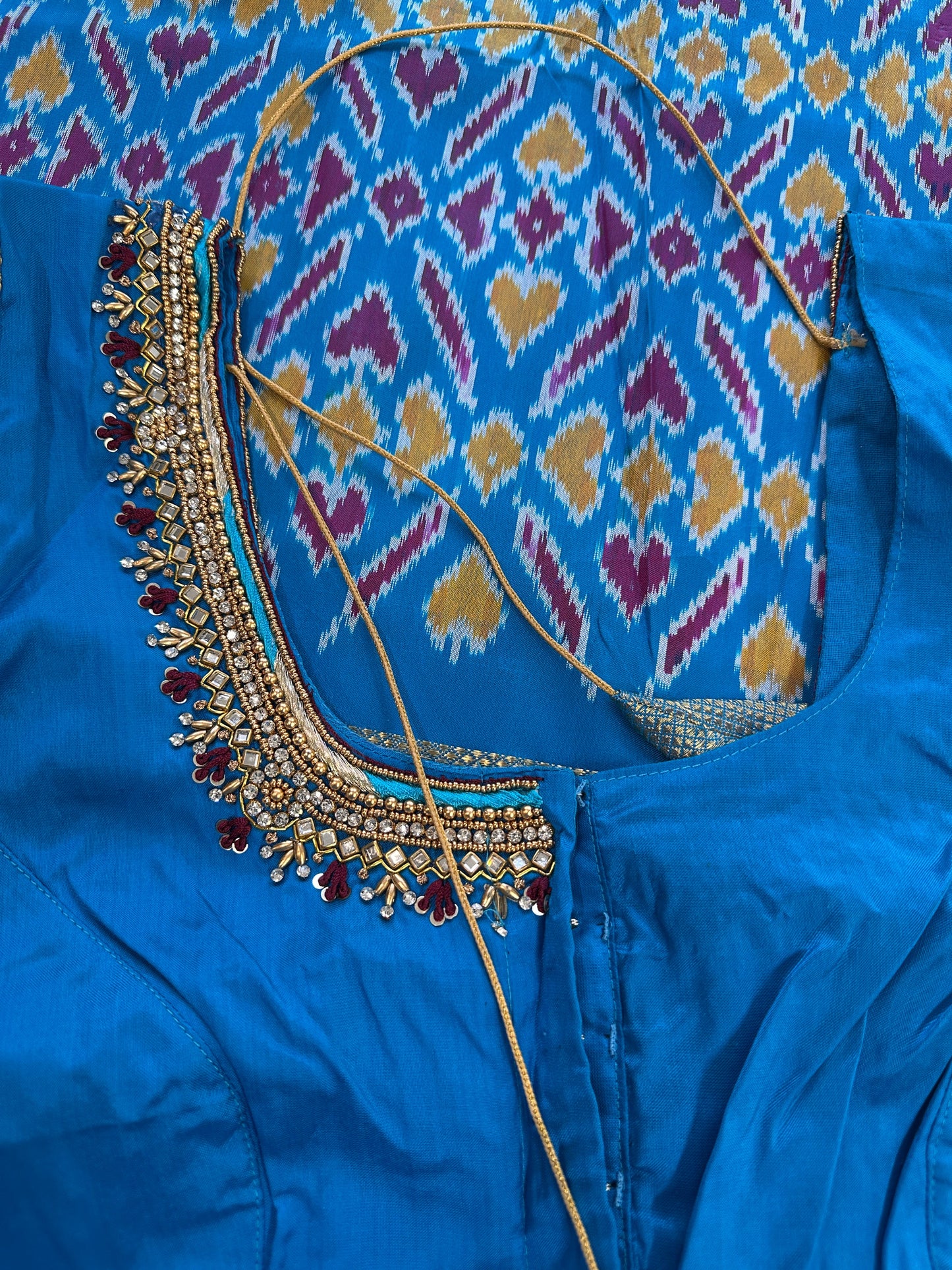 Brown Double Ikkat Pochampally Pure Silk with Pattu Border