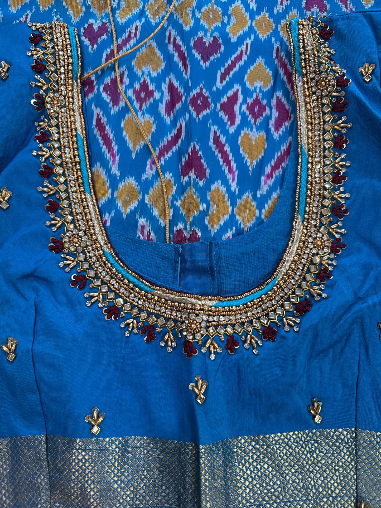 Brown Double Ikkat Pochampally Pure Silk with Pattu Border
