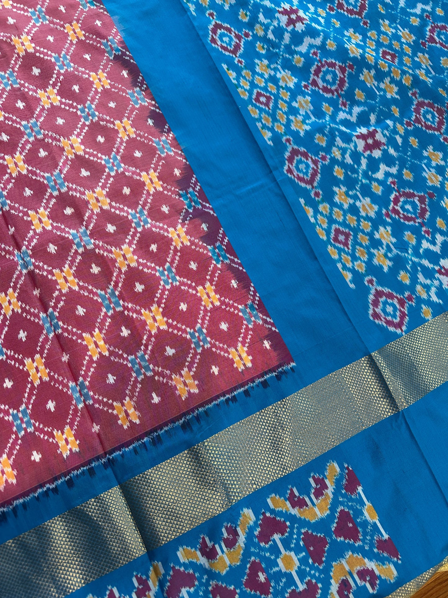 Pink Double Ikkat Pochampally Pure Silk