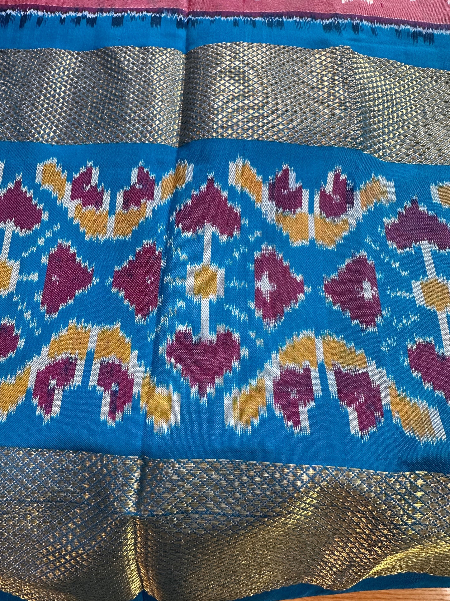 Pink Double Ikkat Pochampally Pure Silk