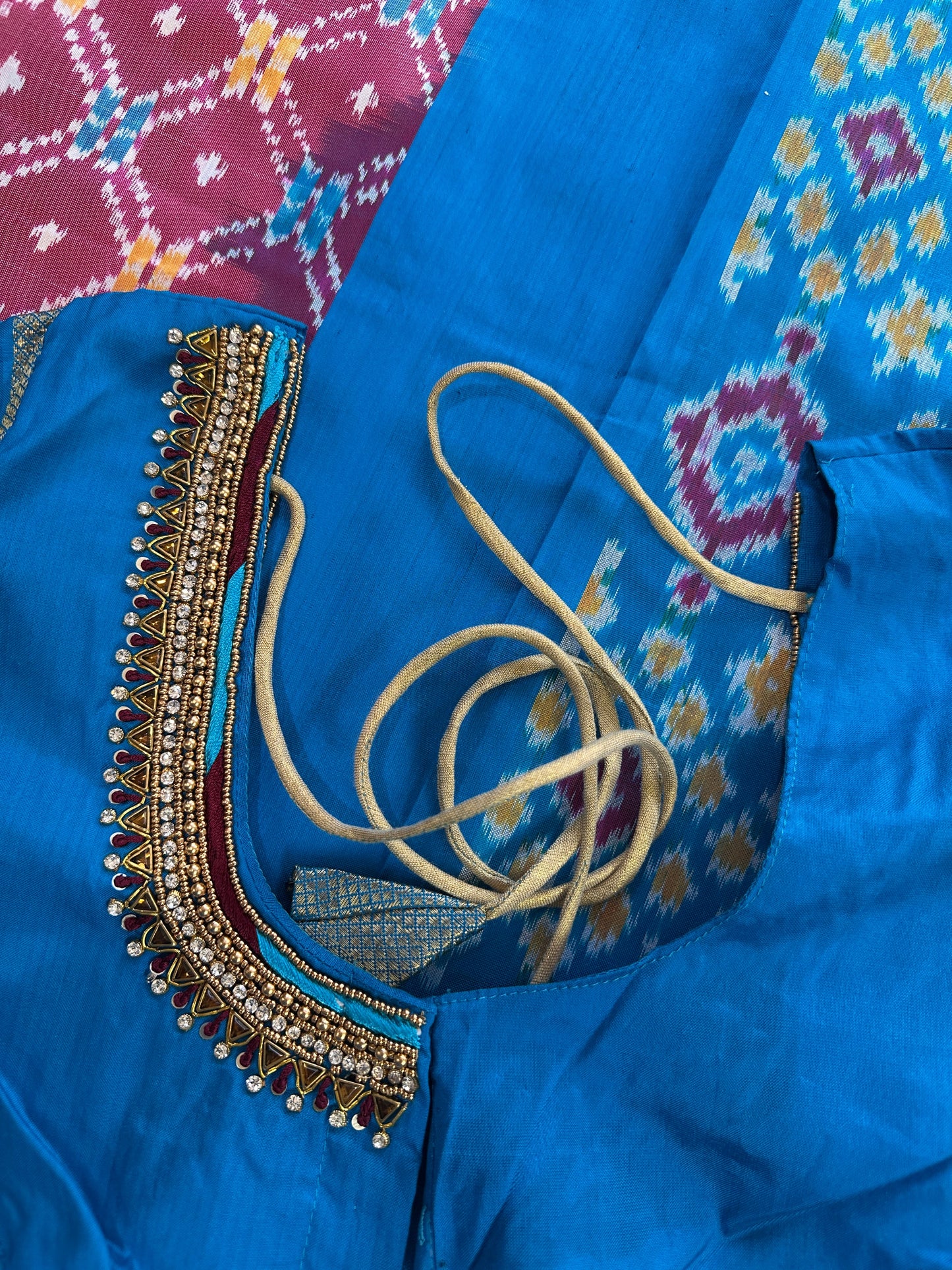 Pink Double Ikkat Pochampally Pure Silk