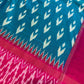 Green and Pink Double Ikkat Pochampally Pure Silk