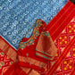 Blue Double Ikkat Pochampally Pure Silk Saree