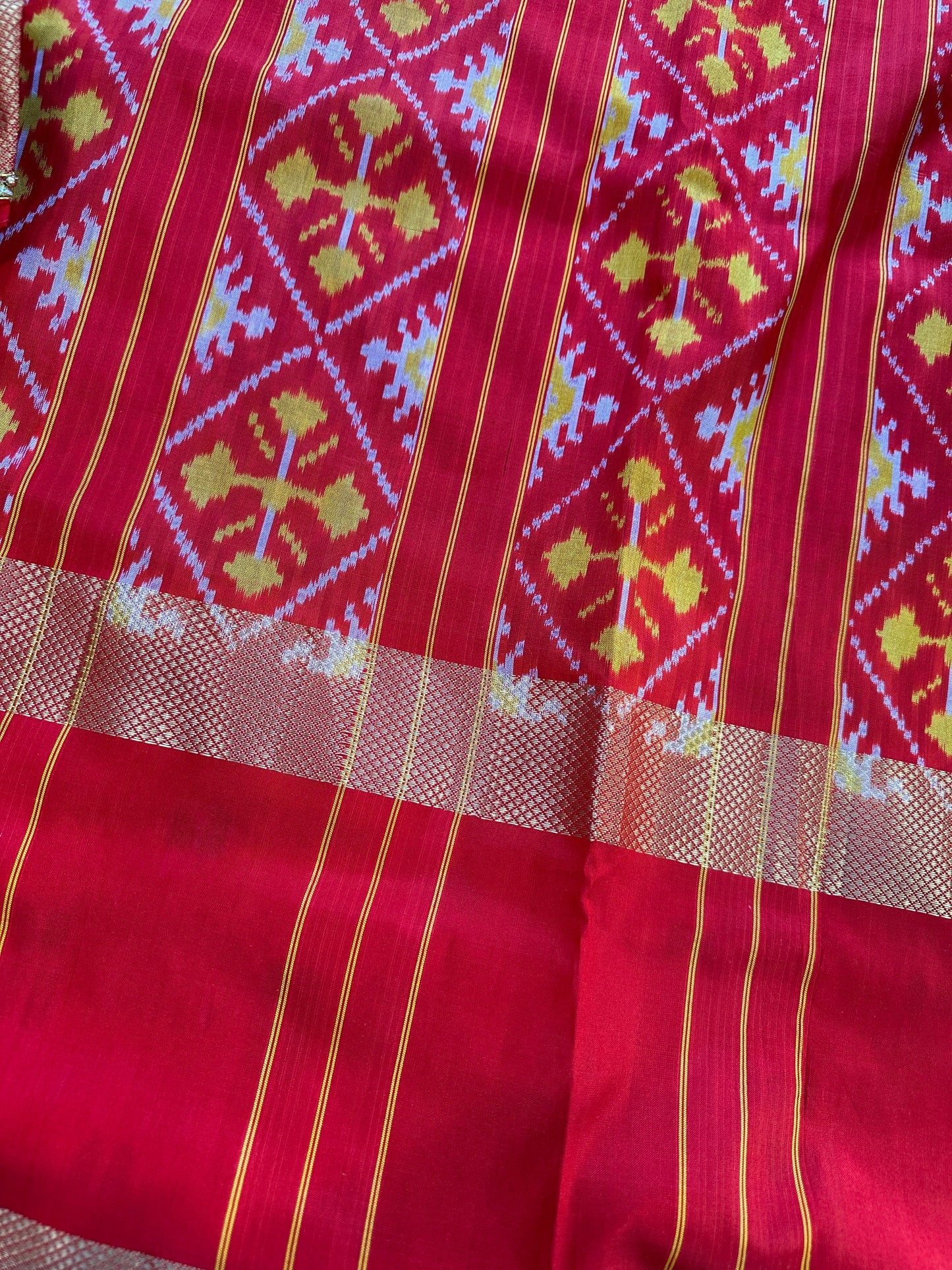 Blue Double Ikkat Pochampally Pure Silk Saree
