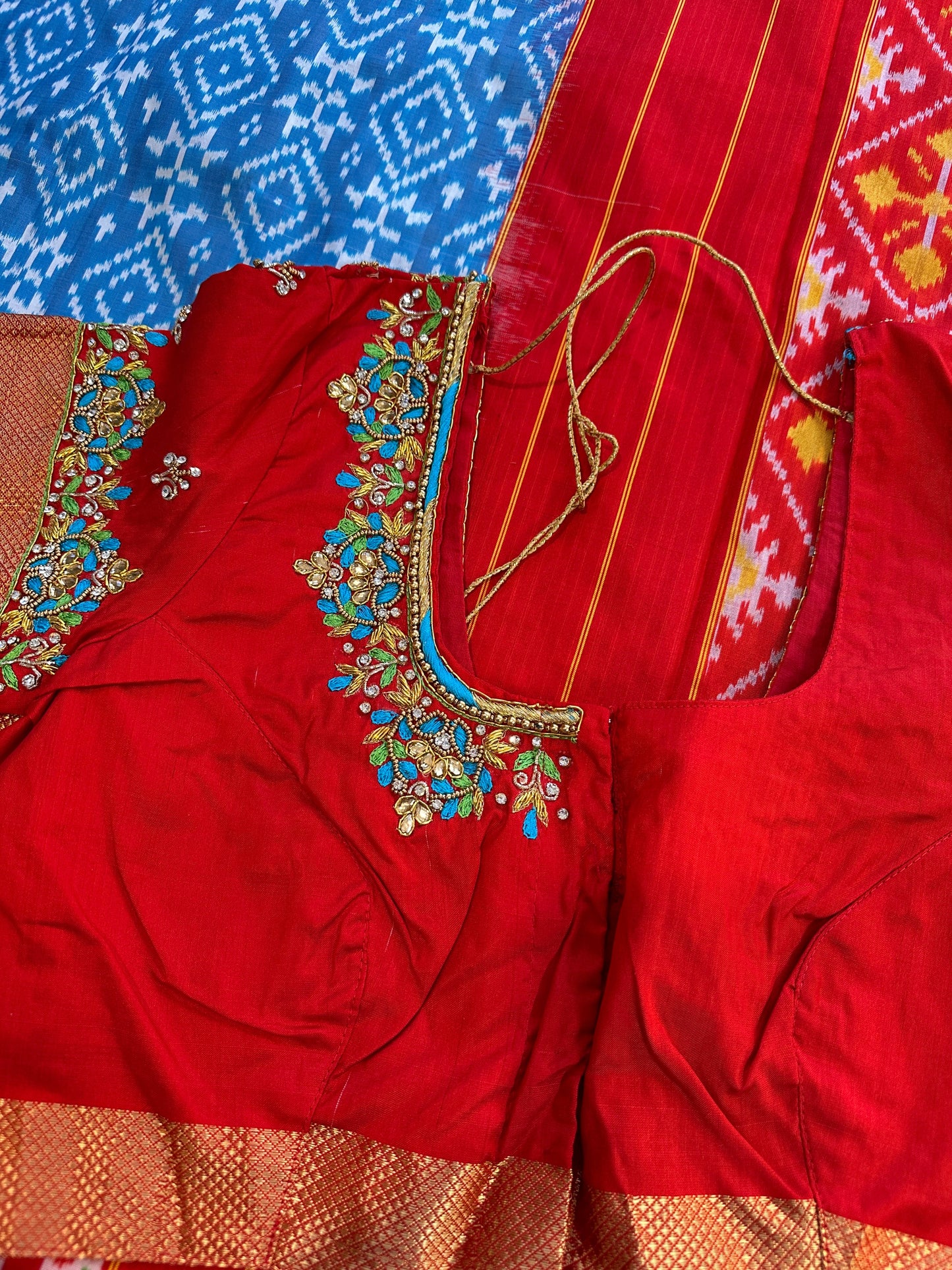 Blue Double Ikkat Pochampally Pure Silk Saree