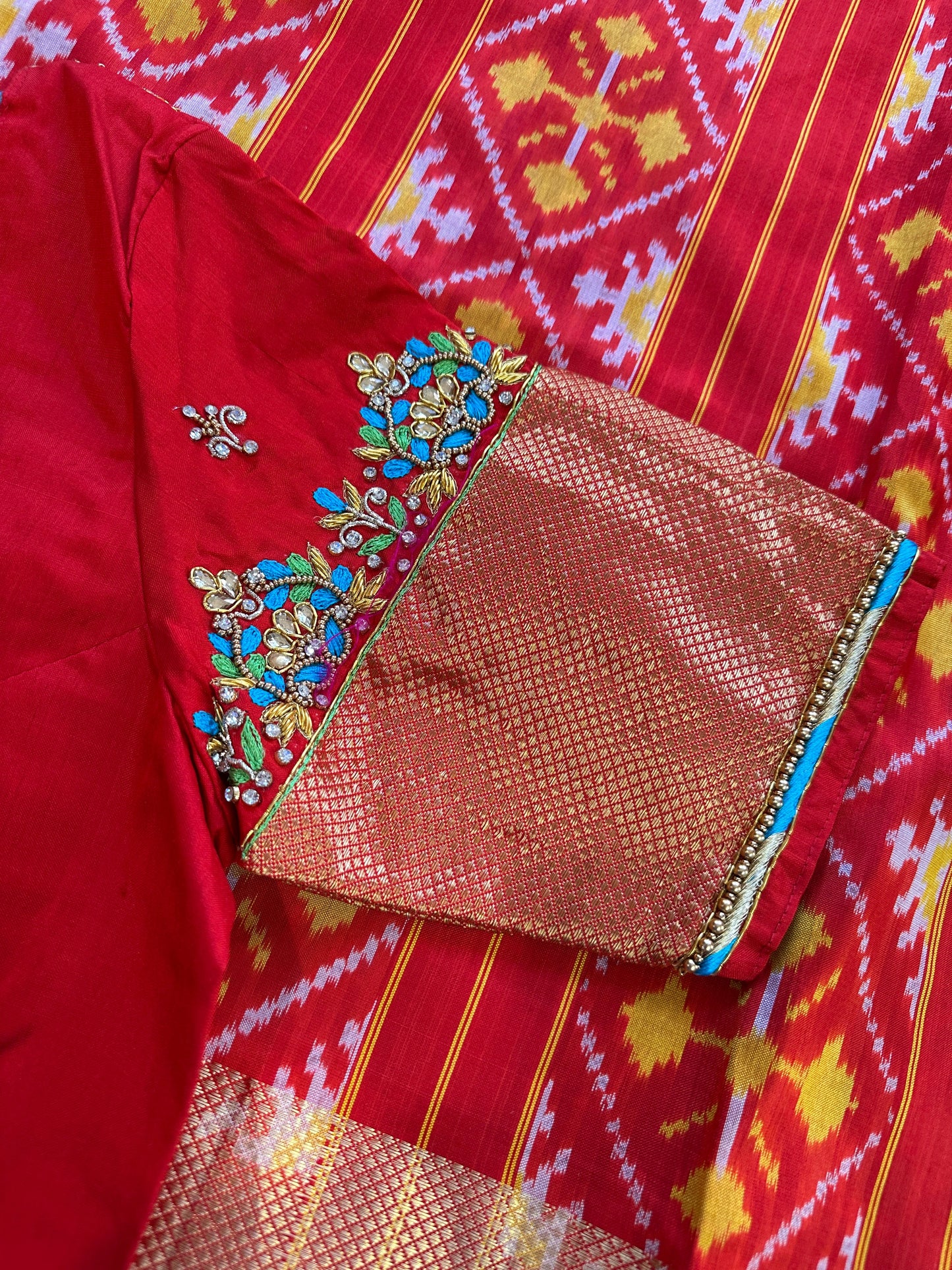 Blue Double Ikkat Pochampally Pure Silk Saree