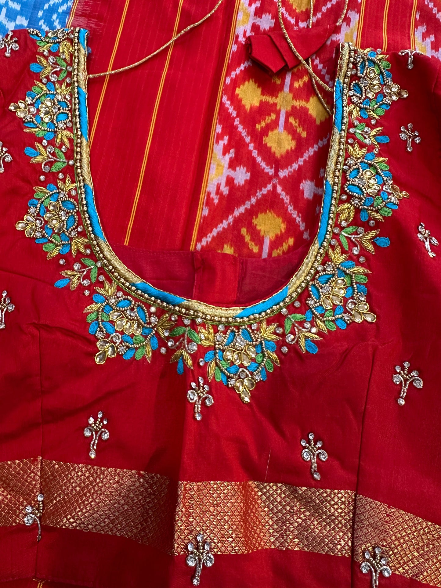 Blue Double Ikkat Pochampally Pure Silk Saree
