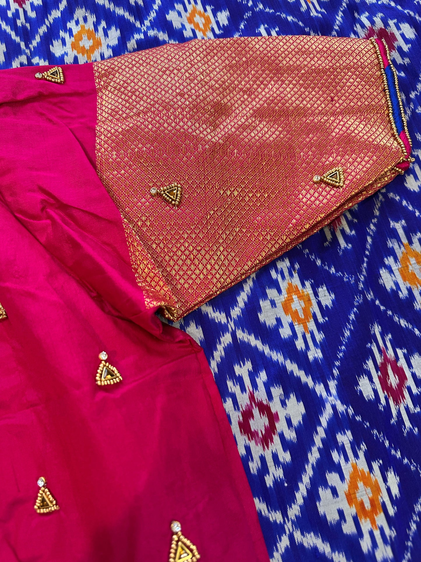 Blue Double Ikkat Pochampally Pure Silk