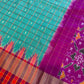 Green Double Ikkat Pochampally Pure Silk with High Neck Blouse